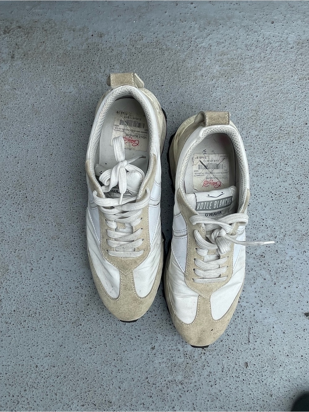 Voile Blanche Men’s White and Beige Suede Low-Top Sneakers